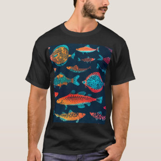 Vattenfärgsfiske: Djupt blått, sömlöst T Shirt