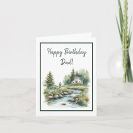 Vattenfärgsfiske med ett Stream Birthday Card Kort