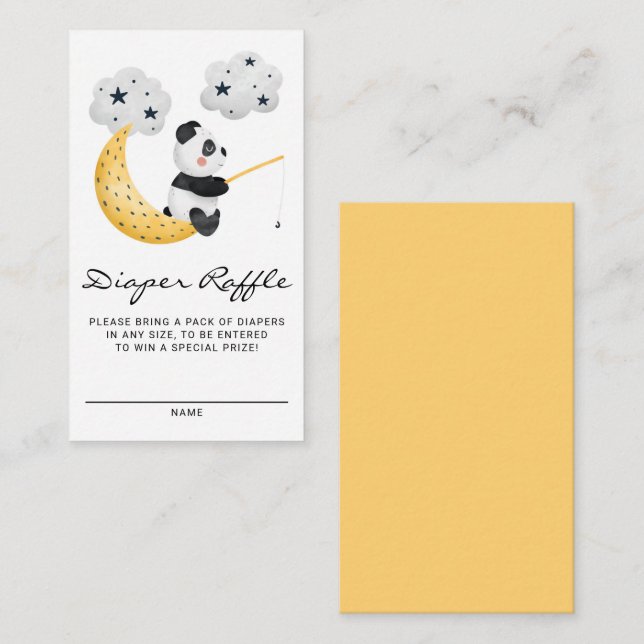 Vattenfärgsfiske Panda Baby Shower Diaper Raffle Tilläggskort (Fram/baksida)
