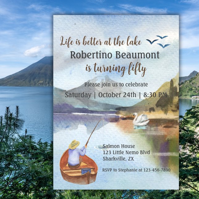Vattenfärgsfiske vid Sjö 50:e Födelsedagsfesten Meddelande (Skapare uppladdad)