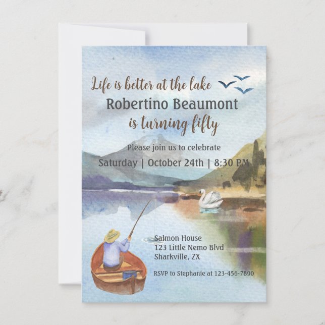 Vattenfärgsfiske vid Sjö 50:e Födelsedagsfesten Meddelande (Framsida)