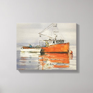 Vattenfärgsfiskebåten Canvas kustutskrift