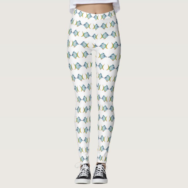 Vattenfärgsfisken Cute Teckning Anpassningsbar Leg Leggings (Framsida)