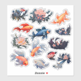 Vattenfärgsfiskskrapboksmall Klistermärken