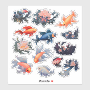 Vattenfärgsfiskskrapboksmall Klistermärken