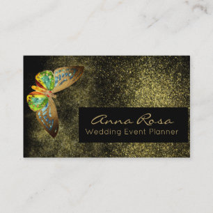 *~* Vattenfärgsfjäder Glitter Gilded Guld Butter Visitkort