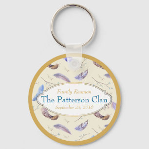 Vattenfärgsfjädrar med en Finare Ram-återförening Nyckelring