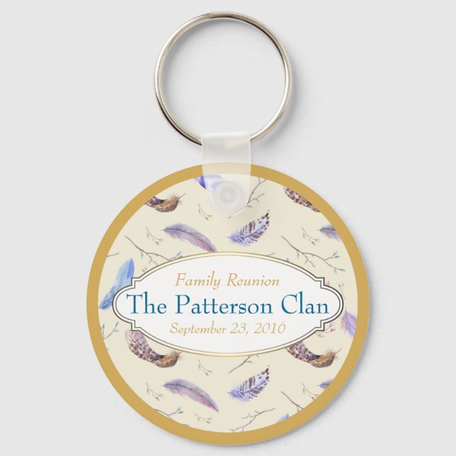 Vattenfärgsfjädrar med en Finare Ram-återförening Nyckelring (Framsida)