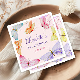 Vattenfärgsfjäril 1:a födelsedag pappersservett