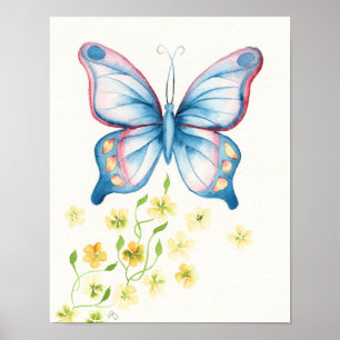 Vattenfärgsfjäril av Victoria Grigaliunas Poster