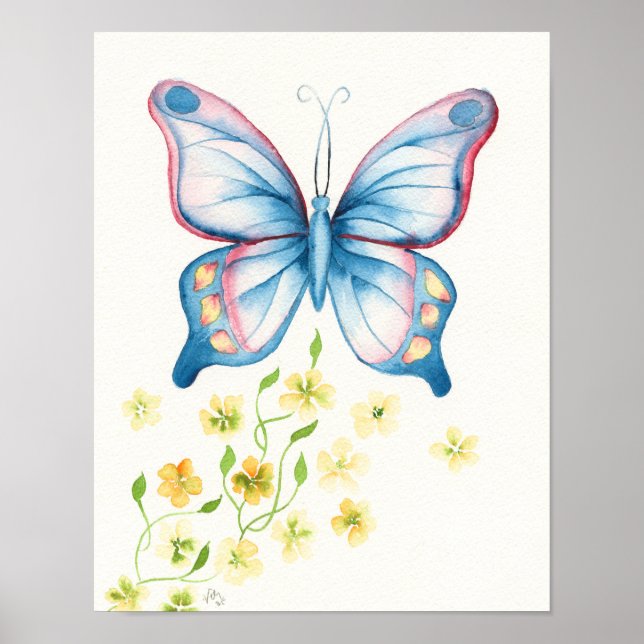 Vattenfärgsfjäril av Victoria Grigaliunas Poster (Framsidan)