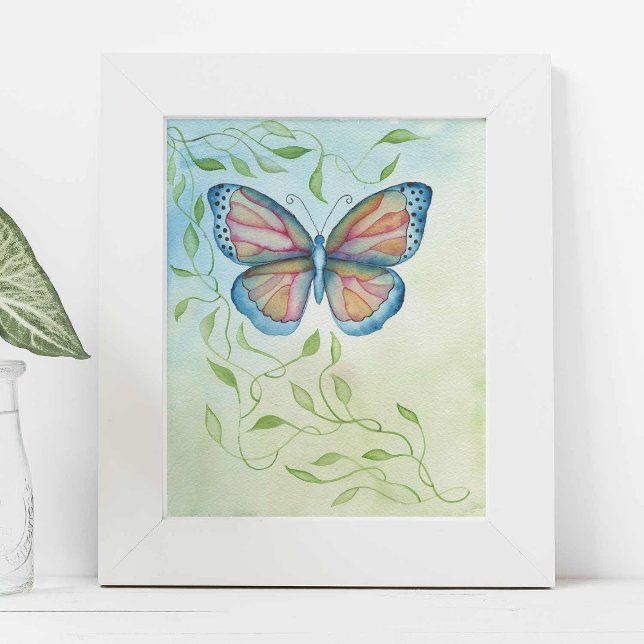 Vattenfärgsfjäril av Victoria Grigaliunas Poster (Watercolor butterfly art by Victoria Grigaliunas of Do Tell A Belle.)