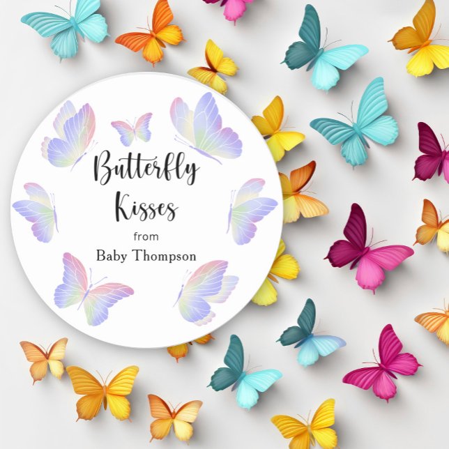 Vattenfärgsfjäril - Butterfly Kisses Runt Klistermärke (Skapare uppladdad)
