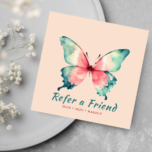 Vattenfärgsfjäril Elegant  Rosa Salon Rabattkort