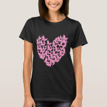 vattenfärgsfjäril, hjärta rosa kärlek tshirt