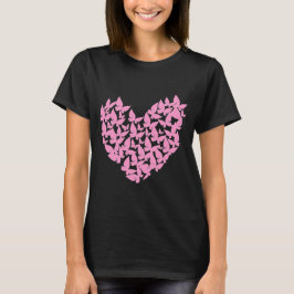 vattenfärgsfjäril, hjärta rosa kärlek tshirt tee