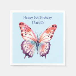 Vattenfärgsfjäril i Rosa Lila och Blue Pappersservett