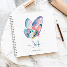 Vattenfärgsfjäril med Monogram Sketchbook