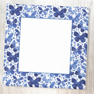 Vattenfärgsfjäril Mönster Blue Post-it Block