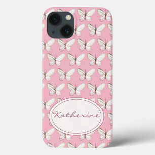 Vattenfärgsfjäril Mönster ROSA IPHONE CASE