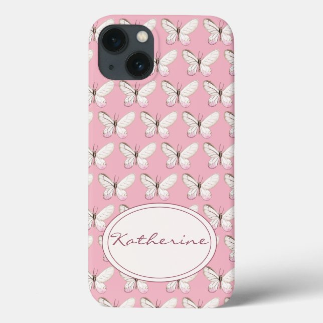 Vattenfärgsfjäril Mönster | ROSA IPHONE CASE (Baksida)