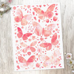 Vattenfärgsfjäril Mönster Rosa Vykort<br><div class="desc">Koral rosa och vit vattenfärgsfjärilmålning.</div>