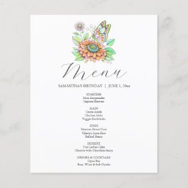 Vattenfärgsfjäril och Flower Meny