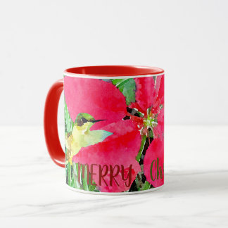 Vattenfärgsfjäril och Hummingbird jul Mugg