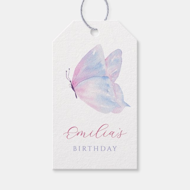Vattenfärgsfjäril Presentetikett (Framsidan)