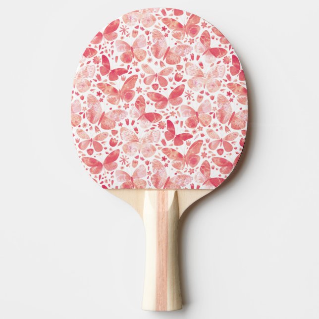 Vattenfärgsfjäril Rosa Mönster Pingisracket (Framsidan)