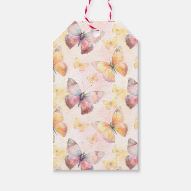 Vattenfärgsfjäril Stollig Presentetikett (Framsidan)