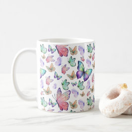 Vattenfärgsfjärilar Sömlösa Mönster Kaffemugg