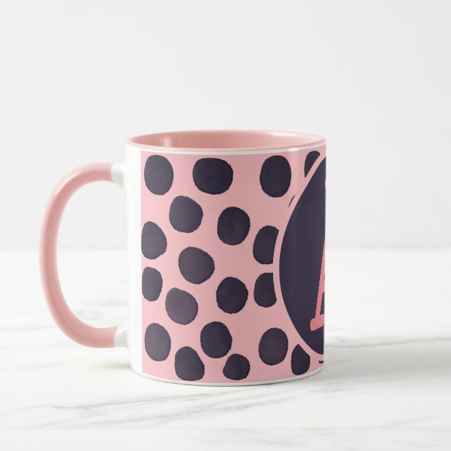 Vattenfärgsfläckar rosa på rosa med Monogram Mugg (Vänster)