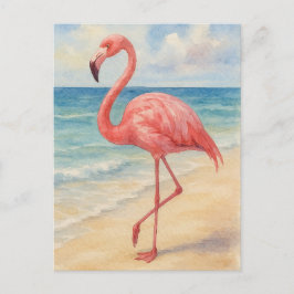 VattenfärgsFlamingo Beach-vykort Helg Vykort