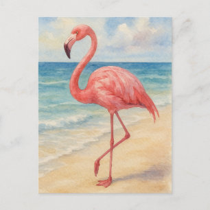 VattenfärgsFlamingo Beach-vykort Helg Vykort