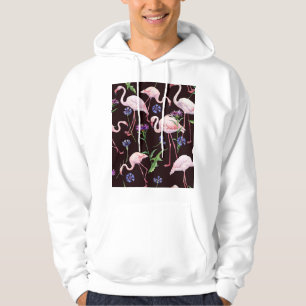 Vattenfärgsflamingor och vild blommor mönster. hoodie
