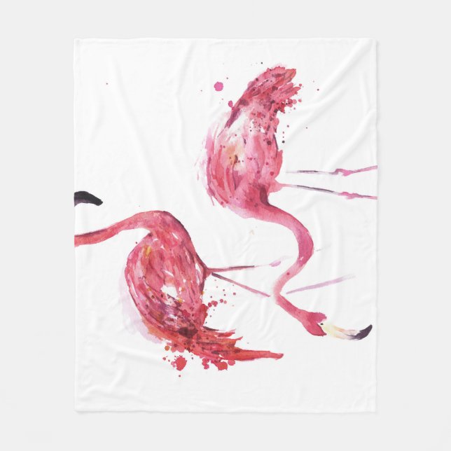 Vattenfärgsflamingos, Elegant Design. Fleecefilt (Framsidan)