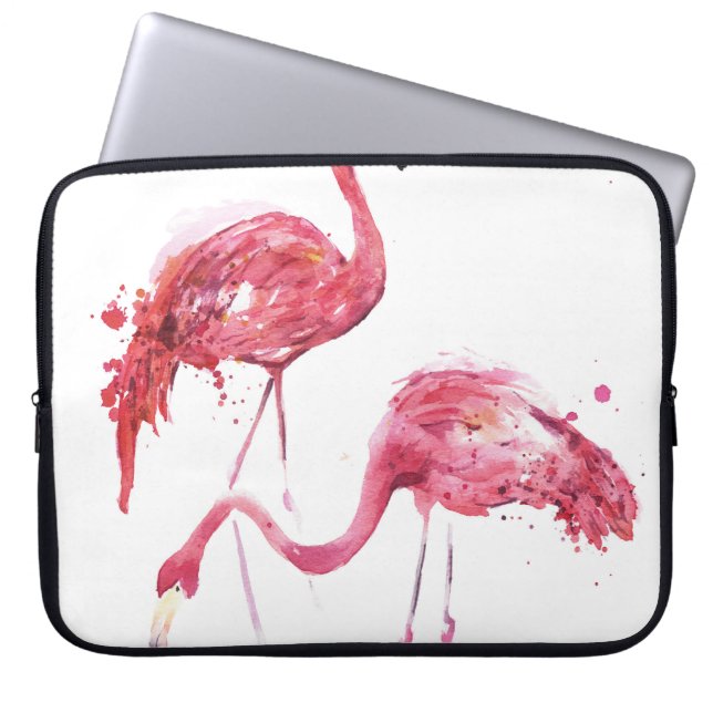 Vattenfärgsflamingos, Elegant Design. Laptop Fodral (Framsidan)