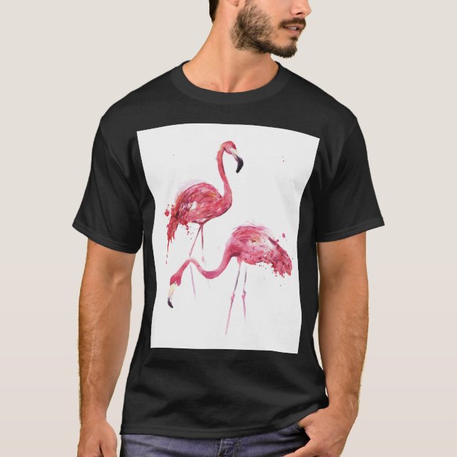 Vattenfärgsflamingos, Elegant Design. T Shirt (Framsida)
