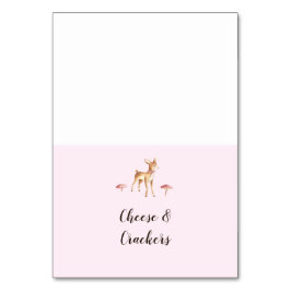 Vattenfärgsflicka Hjort Svampar Buffet Food Labels Bordsnummer