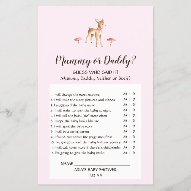 Vattenfärgsflickans Hjort Svampar Mummy eller Papp Flygblad (Framsidan)