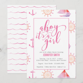 Vattenfärgsflickbarnsskor för Nautical Girl Inbjudningar