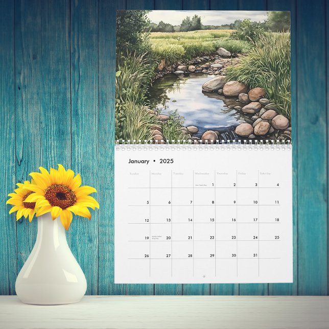 Vattenfärgsflodens vattendrag Bäck Landscapes Kalender (Skapare uppladdad)