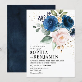 Vattenfärgsflottan Blå Ro Blommigten Bröllop Inbjudningar