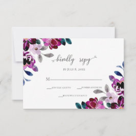 Vattenfärgsflottan och Lila Blommigt Bröllop OSA Kort