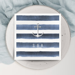 Vattenfärgsflottan rand med ankarstringens bröllop pappersservett