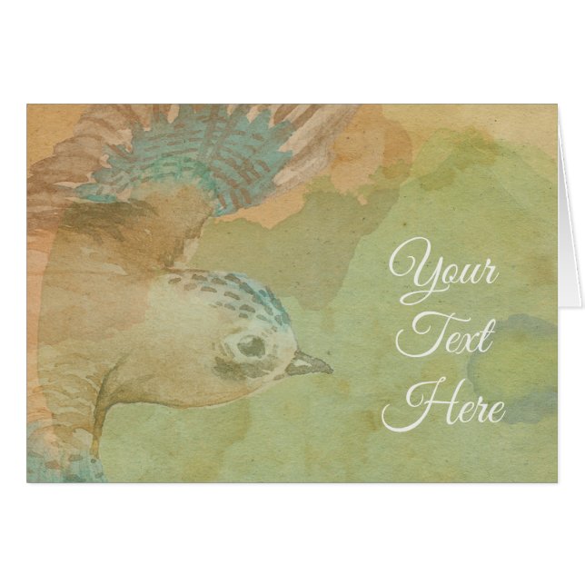 Vattenfärgsflugfåglar Hälsningskort (Framsidan Horizontal)