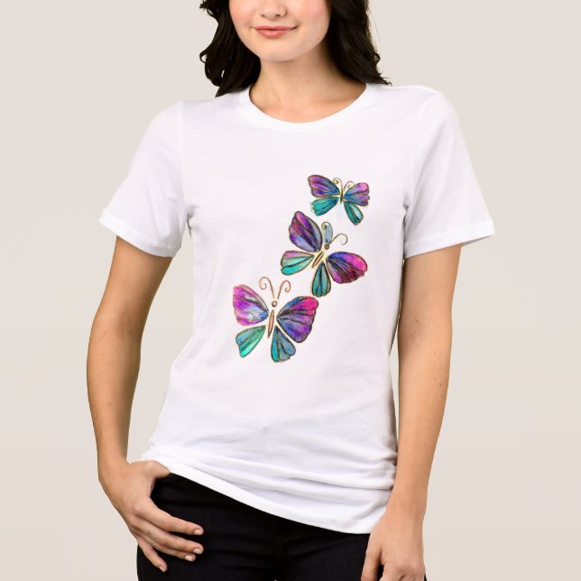Vattenfärgsflygande fjärilar t shirt (Framsida)