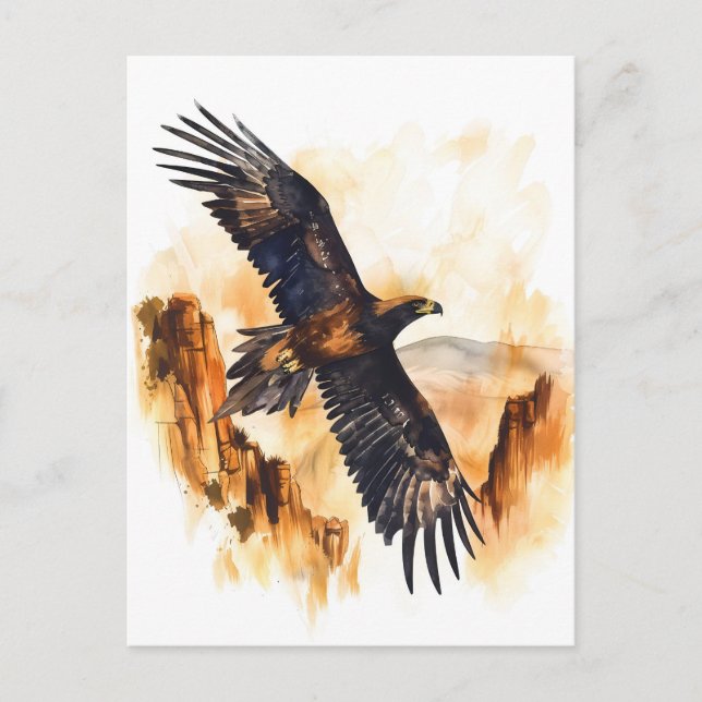 Vattenfärgsflygning med förseglad överkant vykort (Framsida)