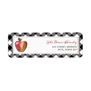 Vattenfärgsfolkart Apple Pput Fall Höst Returadress Etikett